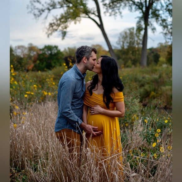 NWOT Maternity Dress for Baby Shower or Maternity Photoshoot; Yellow Maxi Dress - Picture 2 of 8
